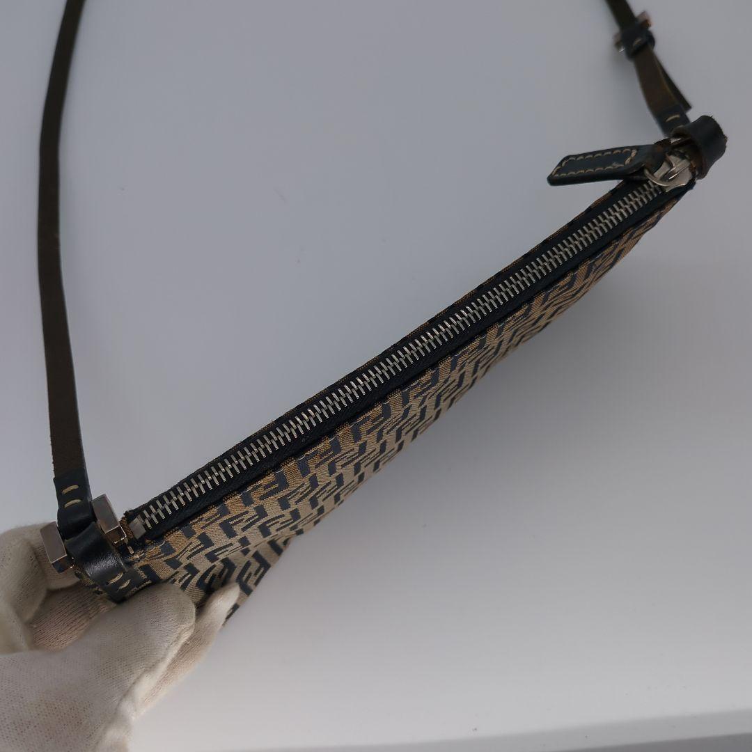 FENDI Accessory Pouch Hand Bag Tote Purse FF Zucchino Navy Authentic