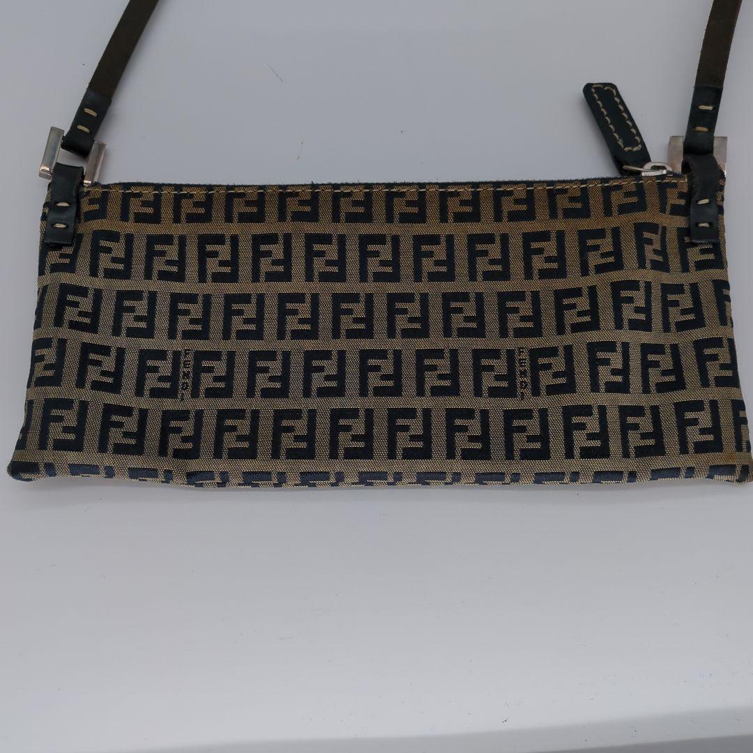 FENDI Accessory Pouch Hand Bag Tote Purse FF Zucchino Navy Authentic