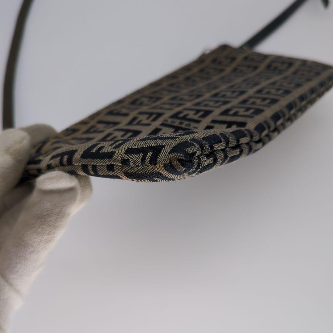 FENDI Accessory Pouch Hand Bag Tote Purse FF Zucchino Navy Authentic