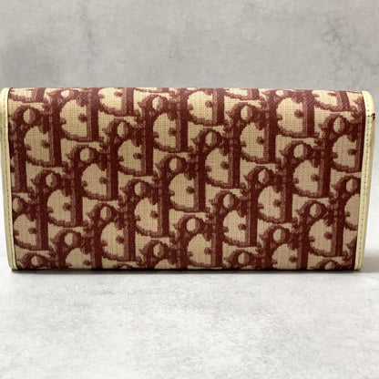 Christian Dior Wallet Trotter No.2 PVC Flap Long Purse Canvas Red Authentic