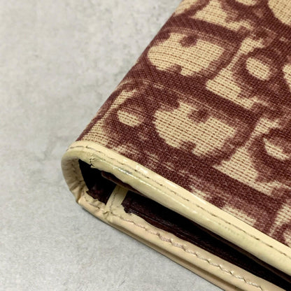 Christian Dior Wallet Trotter No.2 PVC Flap Long Purse Canvas Red Authentic