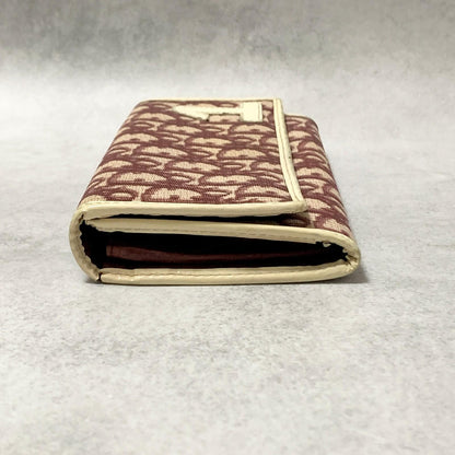 Christian Dior Wallet Trotter No.2 PVC Flap Long Purse Canvas Red Authentic