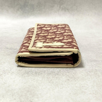 Christian Dior Wallet Trotter No.2 PVC Flap Long Purse Canvas Red Authentic