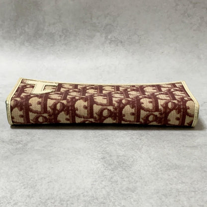 Christian Dior Wallet Trotter No.2 PVC Flap Long Purse Canvas Red Authentic