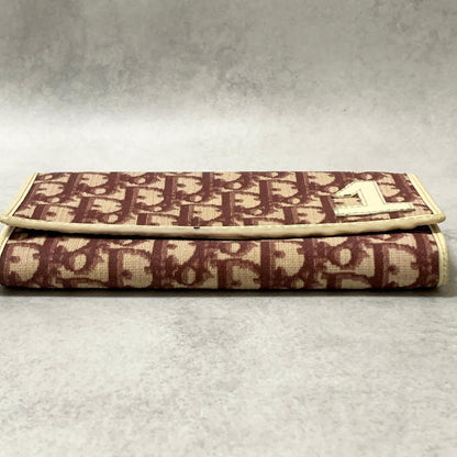 Christian Dior Wallet Trotter No.2 PVC Flap Long Purse Canvas Red Authentic