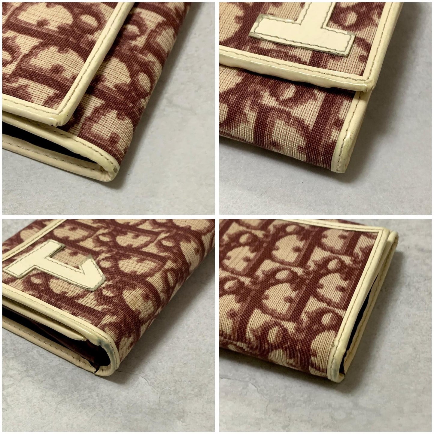 Christian Dior Wallet Trotter No.2 PVC Flap Long Purse Canvas Red Authentic