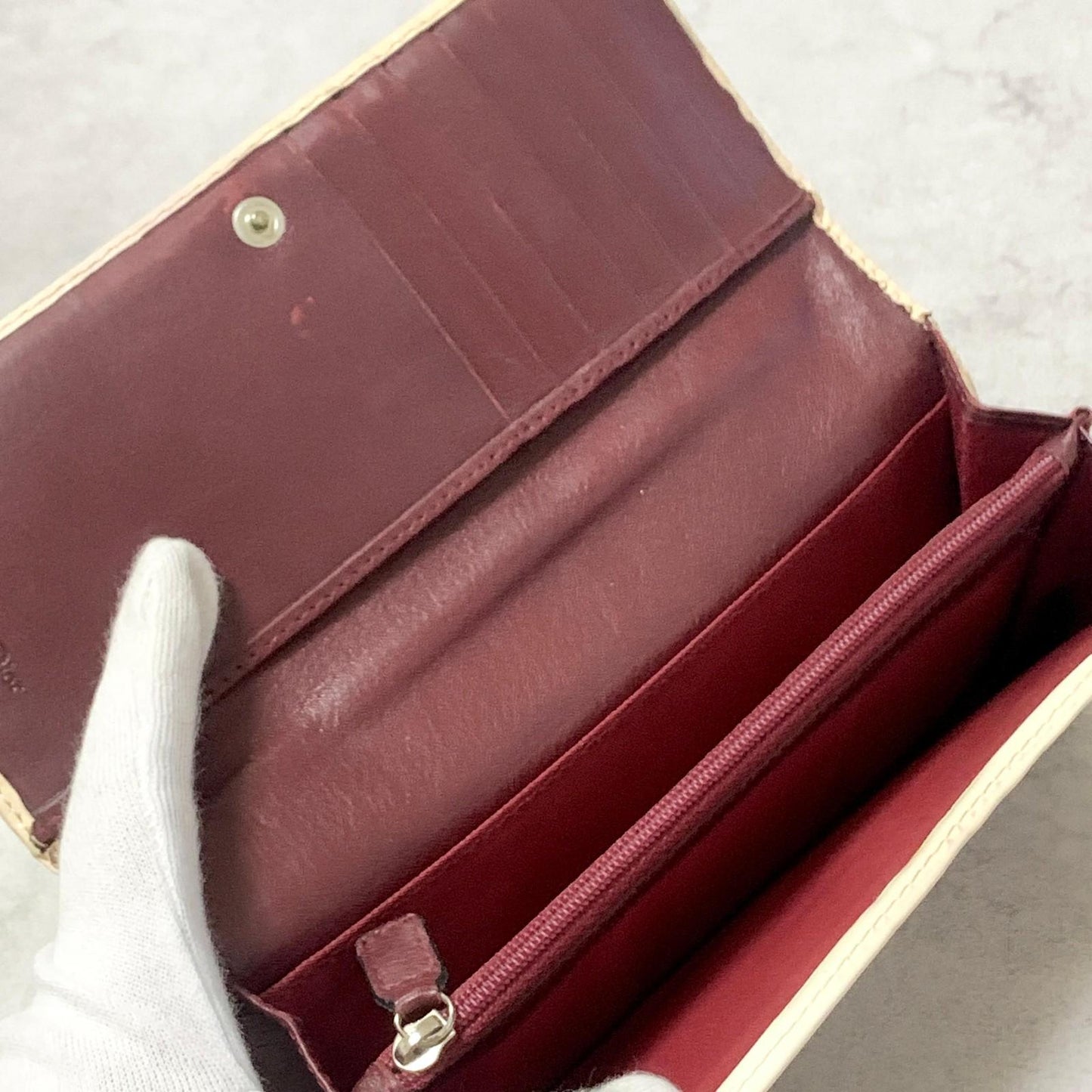 Christian Dior Wallet Trotter No.2 PVC Flap Long Purse Canvas Red Authentic