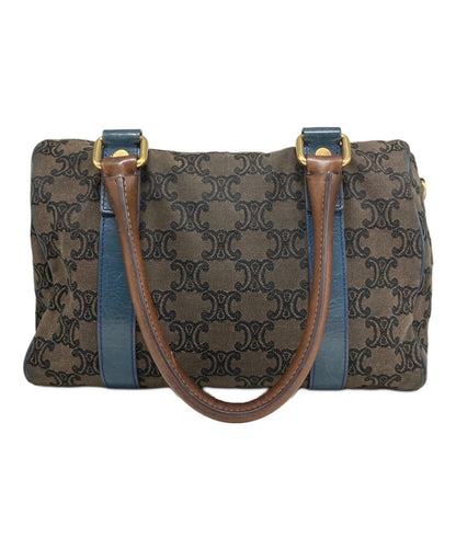 CELINE Boston Bag Hand Bag Tote Purse Macadam Brown Authentic