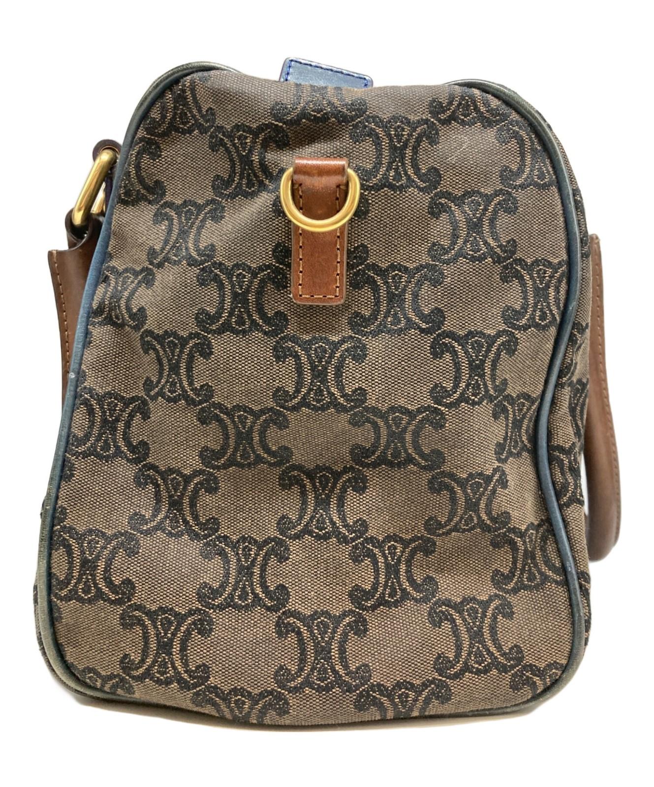 CELINE Boston Bag Hand Bag Tote Purse Macadam Brown Authentic