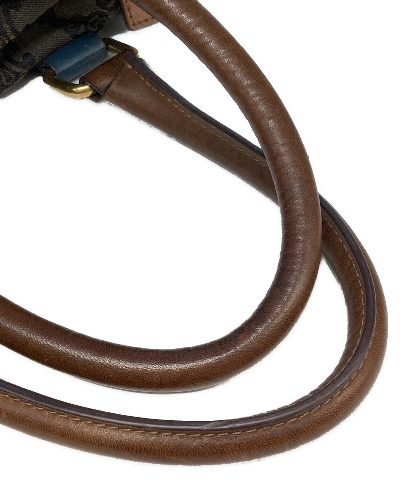 CELINE Boston Bag Hand Bag Tote Purse Macadam Brown Authentic