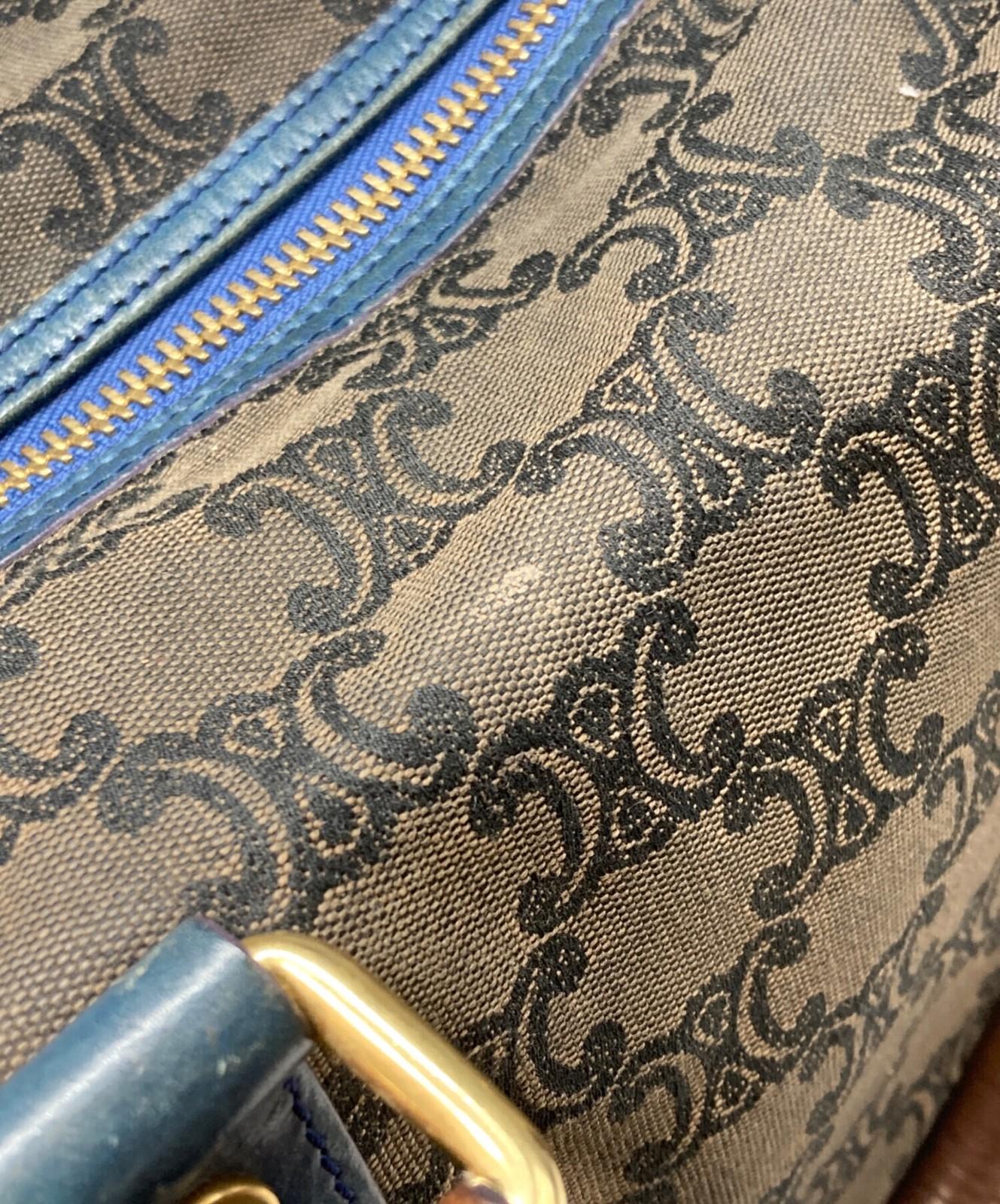 CELINE Boston Bag Hand Bag Tote Purse Macadam Brown Authentic