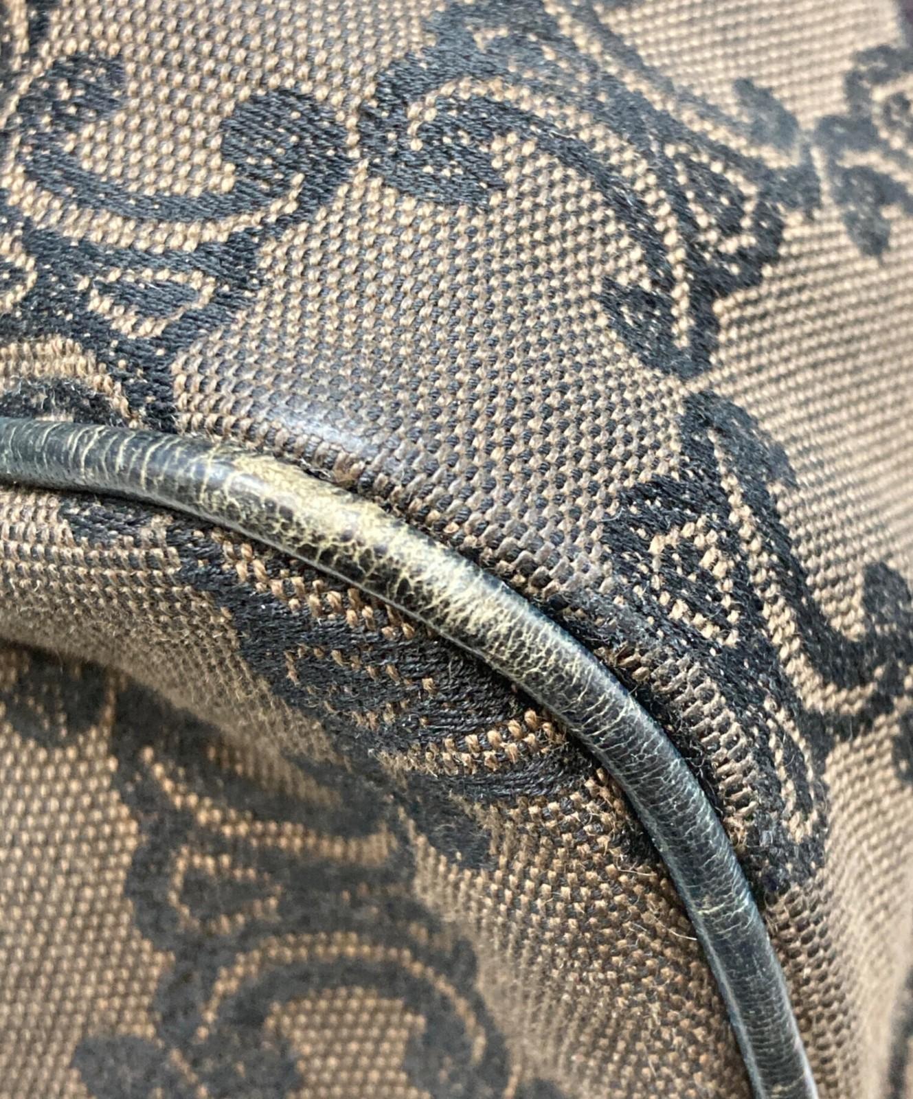 CELINE Boston Bag Hand Bag Tote Purse Macadam Brown Authentic