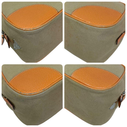 PRADA Hand Bag Tote Purse Logo Canvas Beige Orange Authentic