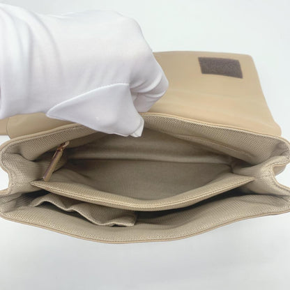 PRADA Hand Bag Tote Purse Nylon Leather Canvas Beige Authentic