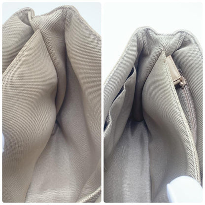 PRADA Hand Bag Tote Purse Nylon Leather Canvas Beige Authentic