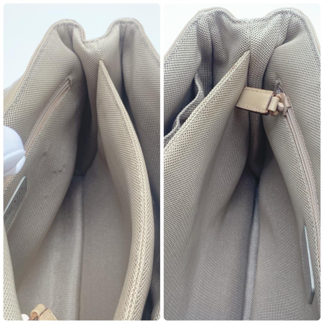PRADA Hand Bag Tote Purse Nylon Leather Canvas Beige Authentic