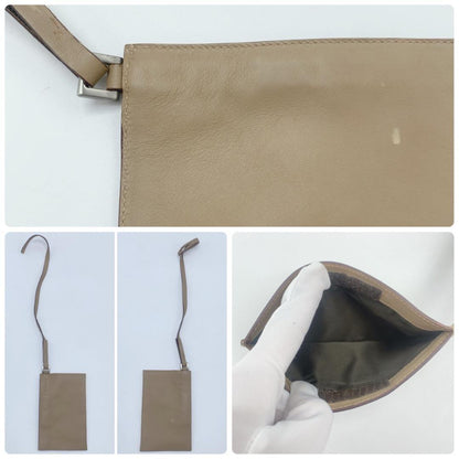 PRADA Hand Bag Tote Purse Nylon Leather Canvas Beige Authentic