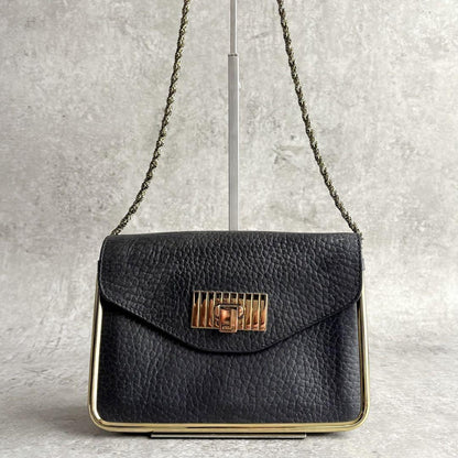 Chloe Shoulder Bag Purse Chain Leather Black Authentic