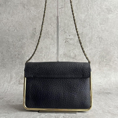 Chloe Shoulder Bag Purse Chain Leather Black Authentic