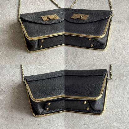 Chloe Shoulder Bag Purse Chain Leather Black Authentic