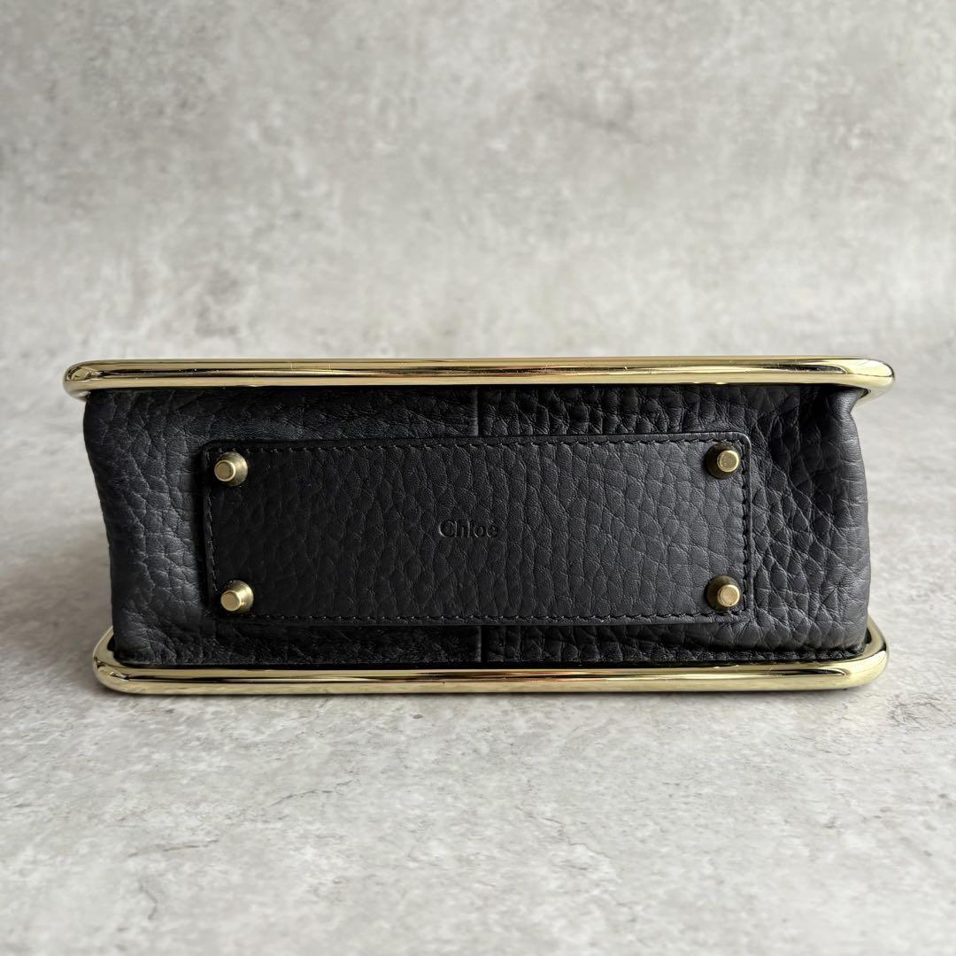 Chloe Shoulder Bag Purse Chain Leather Black Authentic