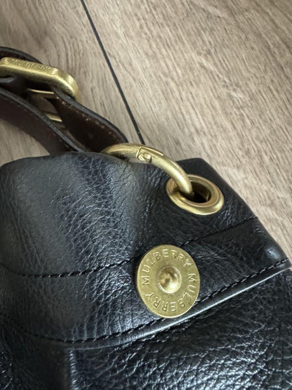 MULBERRY Hand Shoulder Bag Tote Purse Leather Black Authentic