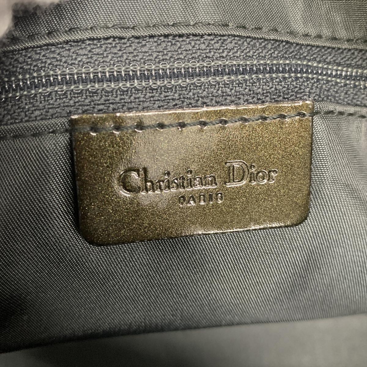 Christian Dior Hand Bag Tote Purse Mini Boston Bag Logo Dark Green Authentic