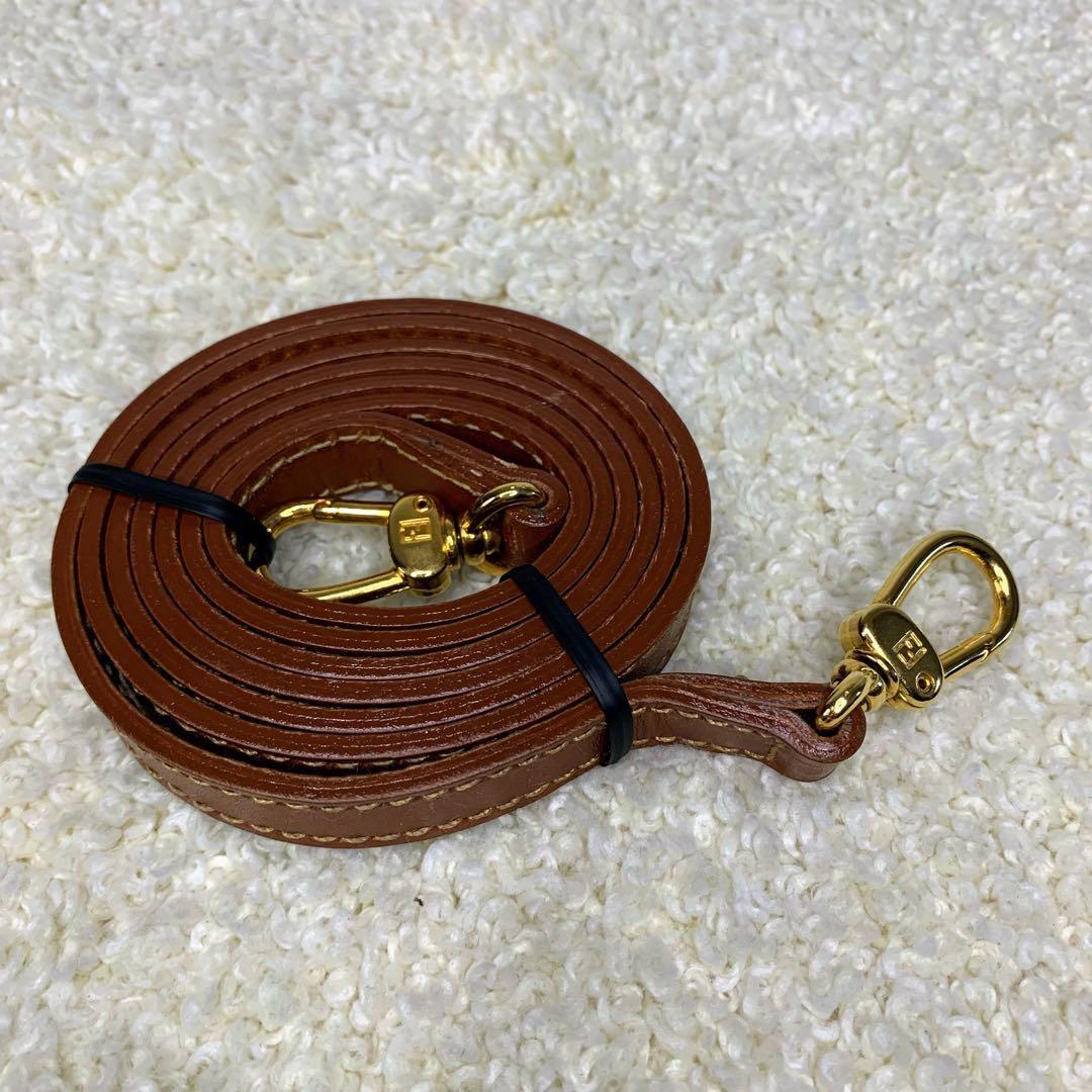 FENDI Hand Shoulder Bag Tote Purse 2way FF Pecan Stripe Authentic