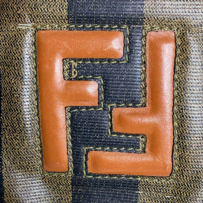 FENDI Hand Shoulder Bag Tote Purse 2way FF Pecan Stripe Authentic