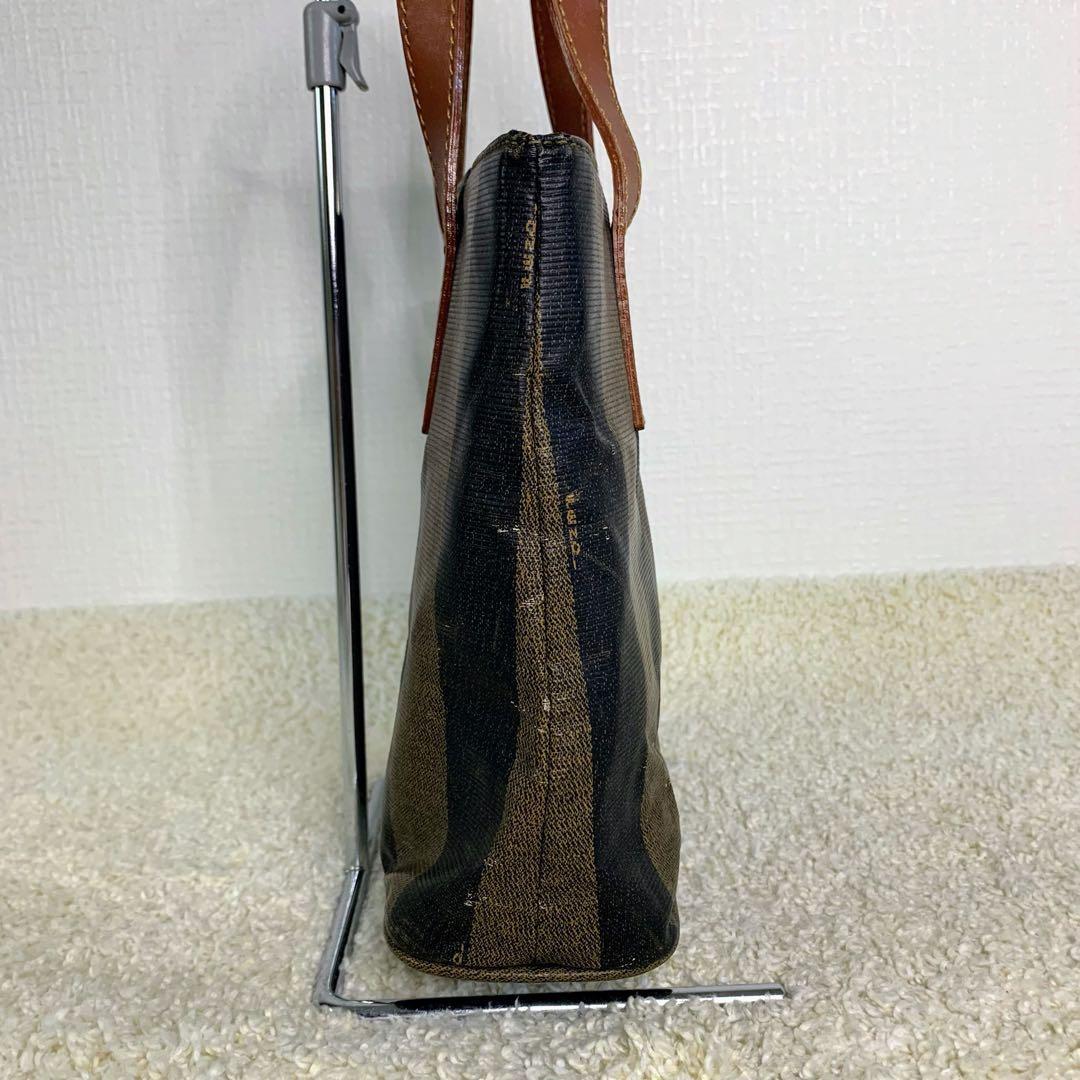 FENDI Hand Shoulder Bag Tote Purse 2way FF Pecan Stripe Authentic