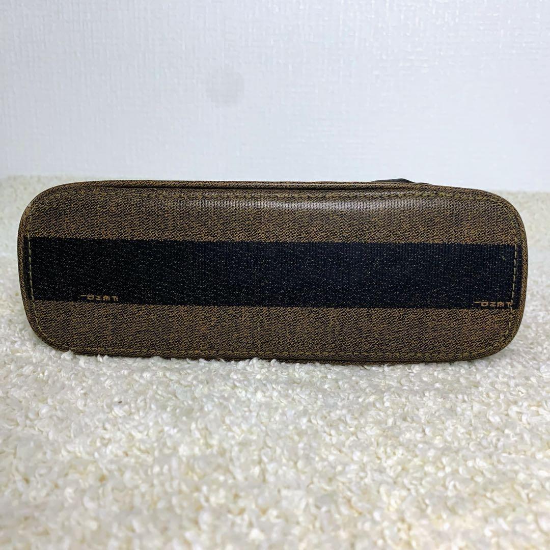 FENDI Hand Shoulder Bag Tote Purse 2way FF Pecan Stripe Authentic