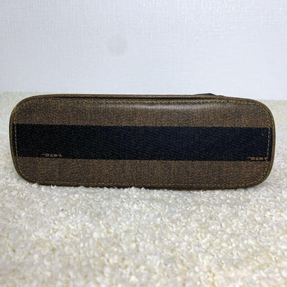 FENDI Hand Shoulder Bag Tote Purse 2way FF Pecan Stripe Authentic