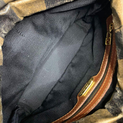 FENDI Hand Shoulder Bag Tote Purse 2way FF Pecan Stripe Authentic