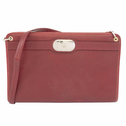 Christian Dior Shoulder Bag Purse Logo Leather Bordeaux Authentic