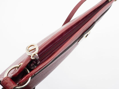 Christian Dior Shoulder Bag Purse Logo Leather Bordeaux Authentic