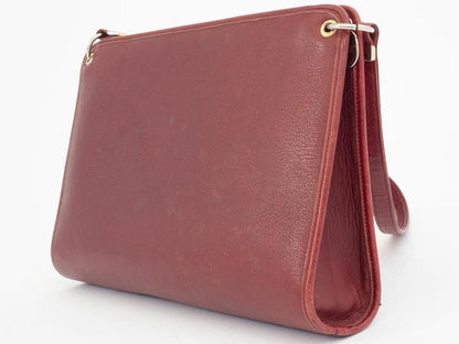 Christian Dior Shoulder Bag Purse Logo Leather Bordeaux Authentic