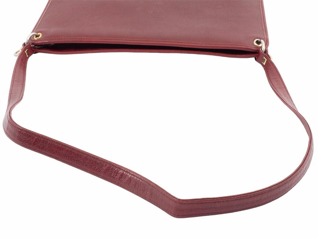 Christian Dior Shoulder Bag Purse Logo Leather Bordeaux Authentic