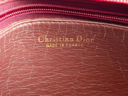 Christian Dior Shoulder Bag Purse Logo Leather Bordeaux Authentic