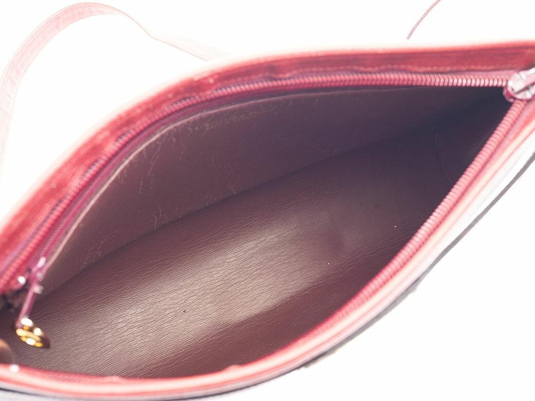 Christian Dior Shoulder Bag Purse Logo Leather Bordeaux Authentic