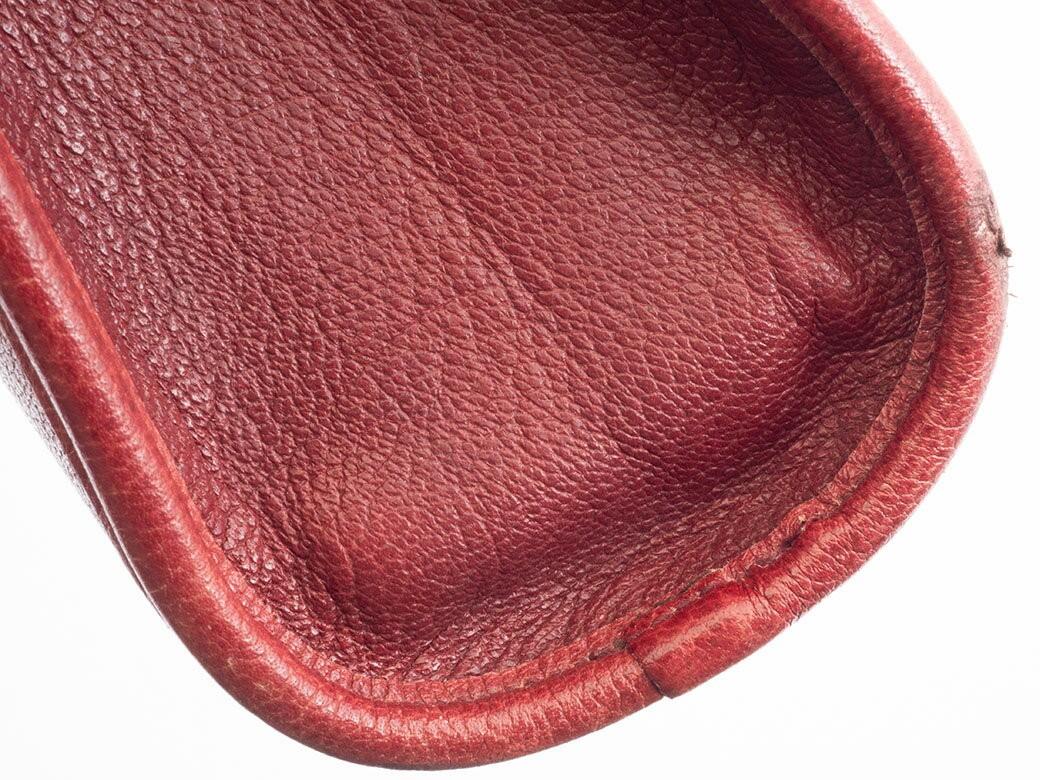 Christian Dior Shoulder Bag Purse Logo Leather Bordeaux Authentic