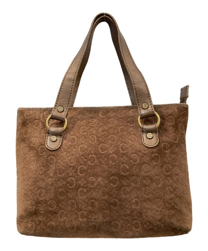 CELINE Hand Bag Tote Purse C Macadam Suede Brown Authentic