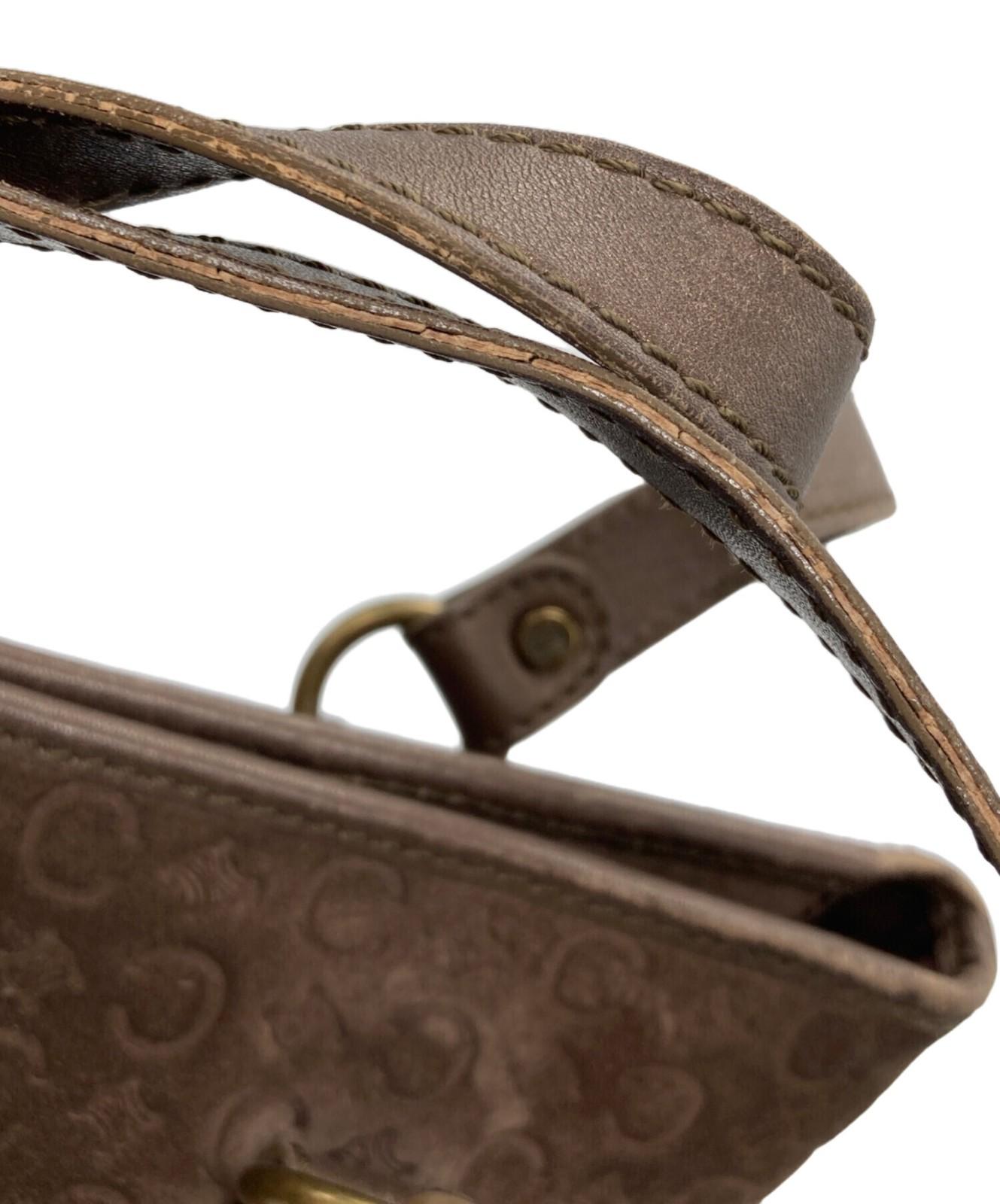 CELINE Hand Bag Tote Purse C Macadam Suede Brown Authentic