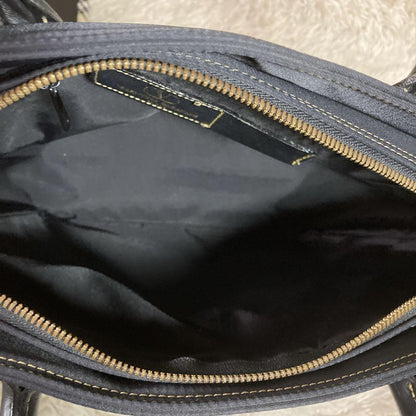 Valentino Garavani Hand Bag Tote Purse Logo Nylon Leather Black Authentic