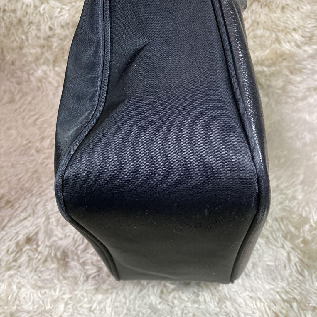 Valentino Garavani Hand Bag Tote Purse Logo Nylon Leather Black Authentic