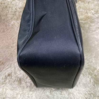 Valentino Garavani Hand Bag Tote Purse Logo Nylon Leather Black Authentic