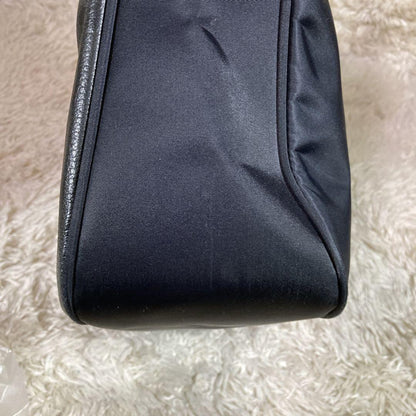 Valentino Garavani Hand Bag Tote Purse Logo Nylon Leather Black Authentic