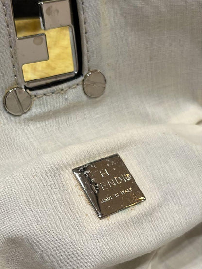 FENDI Vanity Bag Accessory Pouch Hand Bag FF Nylon Canvas Leather Black Auth