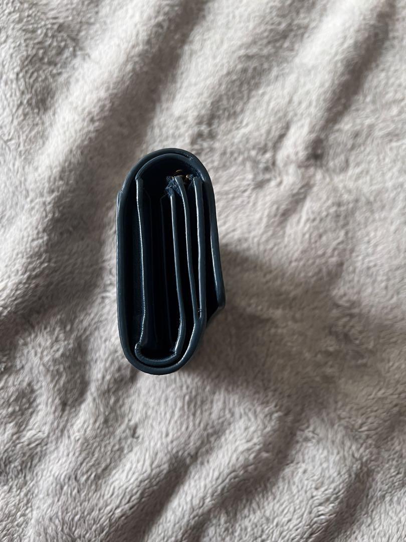 Christian Dior Tri-fold Wallet Compact Purse CD Emerald Blue Authentic