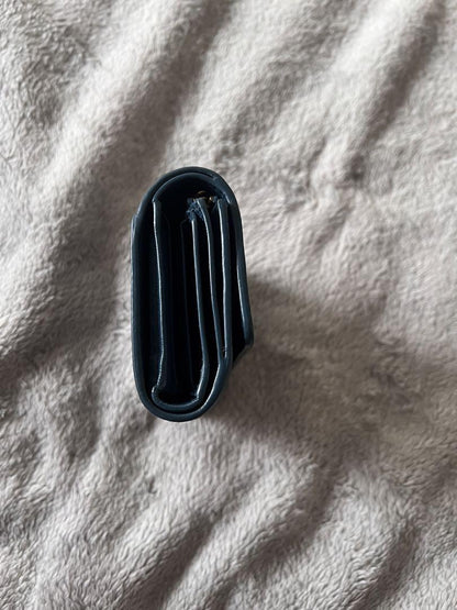 Christian Dior Tri-fold Wallet Compact Purse CD Emerald Blue Authentic