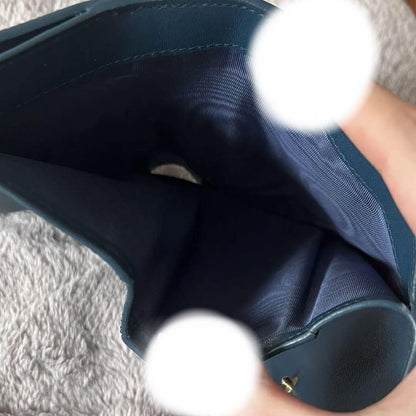 Christian Dior Tri-fold Wallet Compact Purse CD Emerald Blue Authentic